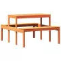 Tavolo da Picnic Marrone Cera 110x134x75 cm Legno Massello Pino