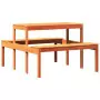 Tavolo da Picnic Marrone Cera 110x134x75 cm Legno Massello Pino