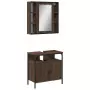 Set Mobili da Bagno 2 pz Rovere Marrone in Legno Multistrato