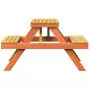 Tavolo da Picnic Marrone Cera 105x134x75 cm Legno Massello Pino