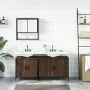 Set Mobili da Bagno 3 pz Rovere Marrone in Legno Multistrato