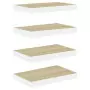 Scaffali a Parete 4 pz Rovere e Bianco 40x23x3,8 cm in MDF