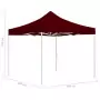 Gazebo Professionale Pieghevole in Alluminio 3x3 m Rosso Vino