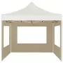 Gazebo Professionale Pieghevole Alluminio con Pareti 2x2m Crema