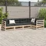 Set Divani Giardino 5 pz con Cuscini in Legno Massello di Pino