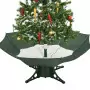 Albero di Natale con Neve e Base a Ombrellone Verde 140 cm