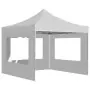 Gazebo Pieghevole con Pareti Alluminio 2x2 m Bianco