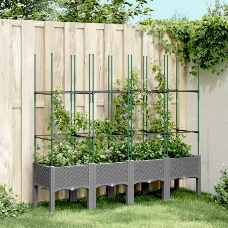 Fioriera Giardino con Traliccio Grigio Chiaro 160x40x142,5cm PP