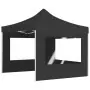 Gazebo Pieghevole con Pareti in Alluminio 3x3 m Antracite