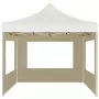 Gazebo Professionale Pieghevole Alluminio con Pareti 3x3m Crema