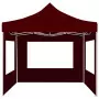 Gazebo Pieghevole in Alluminio con Pareti 3x3 m Rosso Vino