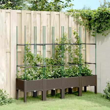 Fioriera da Giardino con Traliccio Marrone 160x40x142,5cm in PP