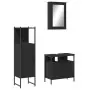 Set Mobili da Bagno 3 pz Nero in Legno Multistrato