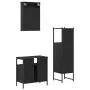 Set Mobili da Bagno 3 pz Nero in Legno Multistrato