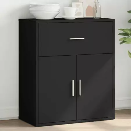 Credenza Nero 60x31x70 cm in Legno Multistrato