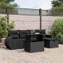 Set Divano da Giardino 6 pz con Cuscini Nero in Polyrattan