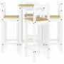 Set da Bar 5 pz Bianco in Legno Massello di Pino