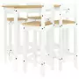 Set da Bar 5 pz Bianco in Legno Massello di Pino