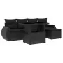 Set Divano da Giardino 6 pz con Cuscini Nero in Polyrattan