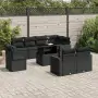 Set Divani da Giardino 9 pz con Cuscini Nero in Polyrattan