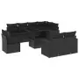 Set Divani da Giardino 9 pz con Cuscini Nero in Polyrattan