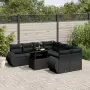 Set Divani da Giardino 9 pz con Cuscini Nero in Polyrattan