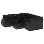 Set Divani da Giardino 9 pz con Cuscini Nero in Polyrattan