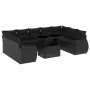 Set Divani da Giardino 10pz con Cuscini in Polyrattan Nero