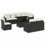 Set Divani da Giardino 9 pz con Cuscini Nero in Polyrattan