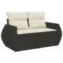 Set Divani da Giardino 10pz con Cuscini in Polyrattan Nero