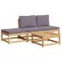 Set Salotto da Giardino 4pz con Cuscini Legno Massello Acacia