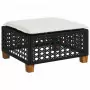 Sgabello Giardino con Cuscino Nero 63,5x56x32 cm in Polyrattan