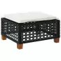 Sgabello Giardino con Cuscino Nero 63,5x56x32 cm in Polyrattan