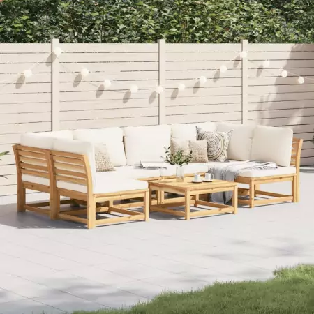 Set Salotto da Giardino 7 pz con Cuscini Legno Massello Acacia