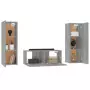 Set Mobili Porta TV 3 pz Grigio Sonoma in Legno Multistrato