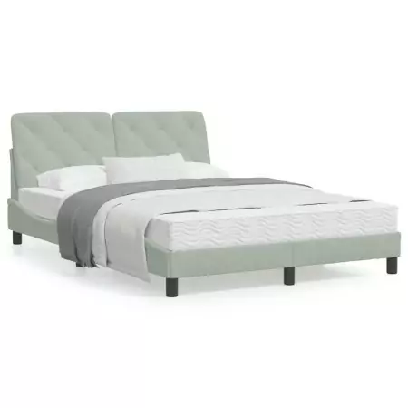 Letto con Materasso Grigio Chiaro 140x190 cm in Velluto