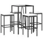 Set Bar da Giardino 5 pz con Cuscini in Polyrattan Nero