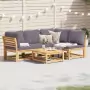 Set Salotto da Giardino 5 pz con Cuscini Legno Massello Acacia