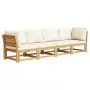 Set Salotto da Giardino 4pz con Cuscini Legno Massello Acacia