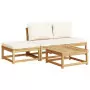 Set Salotto da Giardino 4pz con Cuscini Legno Massello Acacia