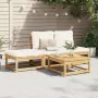 Set Salotto da Giardino 4pz con Cuscini Legno Massello Acacia