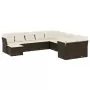 Set Divani da Giardino 11 pz con Cuscini Polyrattan Marrone