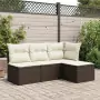 Sgabello Giardino con Cuscino Marrone 55x55x37 cm in Polyrattan