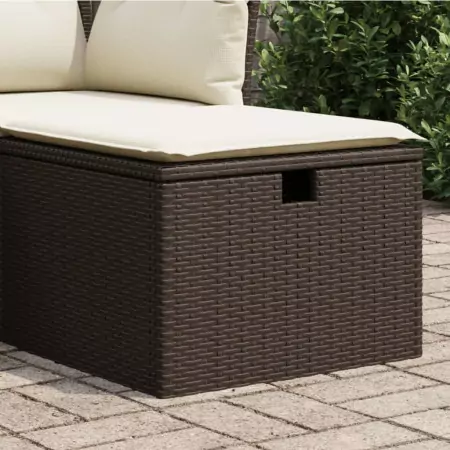 Sgabello Giardino con Cuscino Marrone 55x55x37 cm in Polyrattan