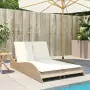 Lettino Prendisole con Cuscini Beige 114x205x73 cm Polyrattan