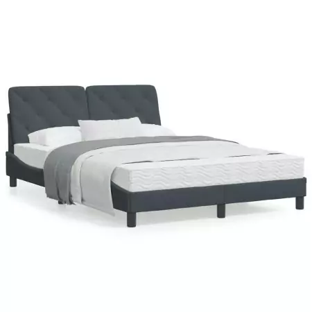 Letto con Materasso Grigio Scuro 140x190 cm in Velluto