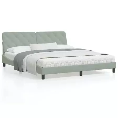 Letto con Materasso Grigio Chiaro 180x200 cm in Velluto