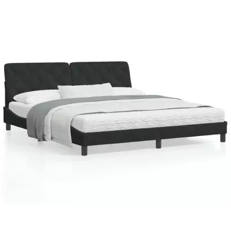 Letto con Materasso Nero 180x200 cm in Velluto