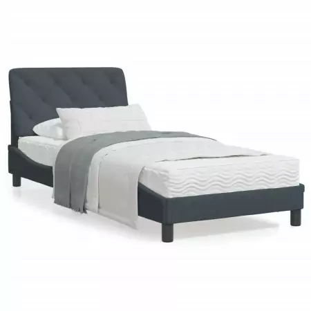 Letto con Materasso Grigio Scuro 80x200 cm in Velluto