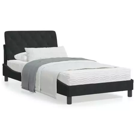 Letto con Materasso Nero 100x200 cm in Velluto